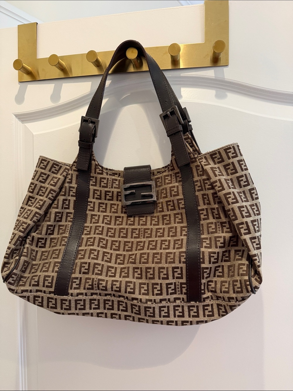 Fendi Brown & Tan FF Monogram Shoulder Bag